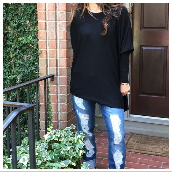 OVERSIZED LOOSE FIT BLACK KNIT SWEATER - Picture 9 of 10